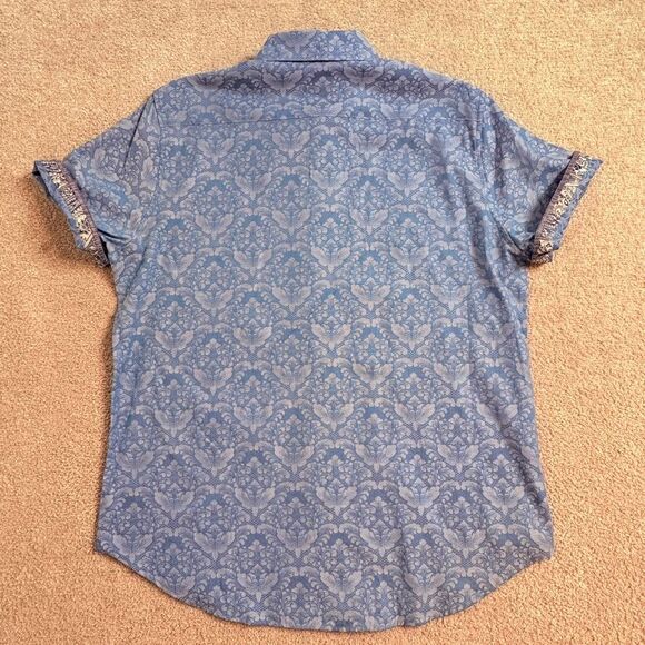 Robert Graham Classic Fit Damask Print Button Down Shirt Blue Paisley Pattern XL - Picture 2 of 10